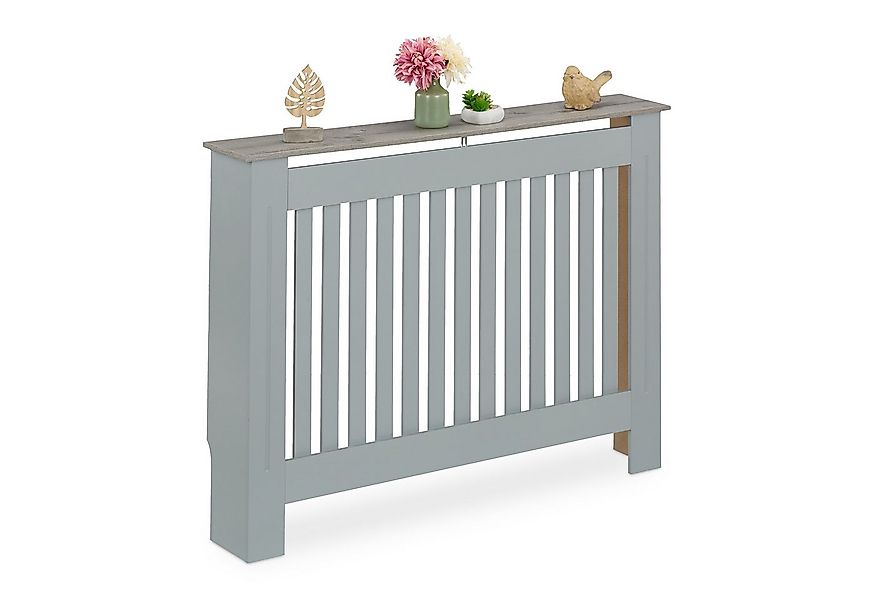 relaxdays Heizungsverkleidung Heizkörperverkleidung m. Holzoptikablage, gra günstig online kaufen