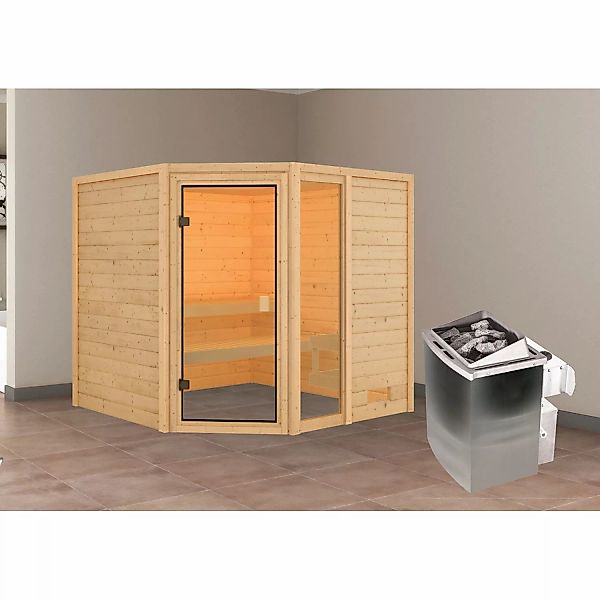 Karibu Sauna Tabea mit Ofen intergrierte Stg.Natur günstig online kaufen