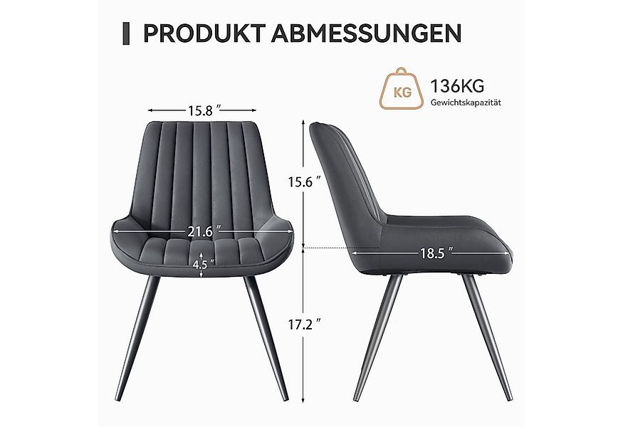 HawthyHome Esszimmerstuhl Stuhlset – Polsterstühle, Moderner Küchenstuhl (2 günstig online kaufen