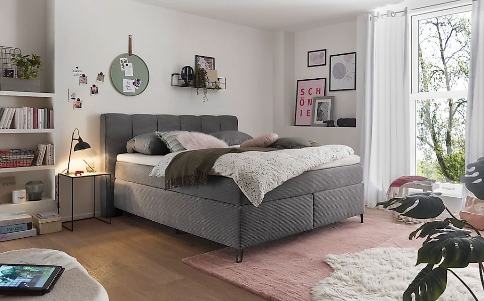 set one by Musterring Boxspringbett "Fairfield", Metallfuß schwarz, Kopftei günstig online kaufen