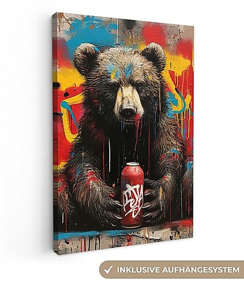 OneMillionCanvasses® Leinwandbild Graffiti - Bär - Tier - Wand - Straßenkun günstig online kaufen
