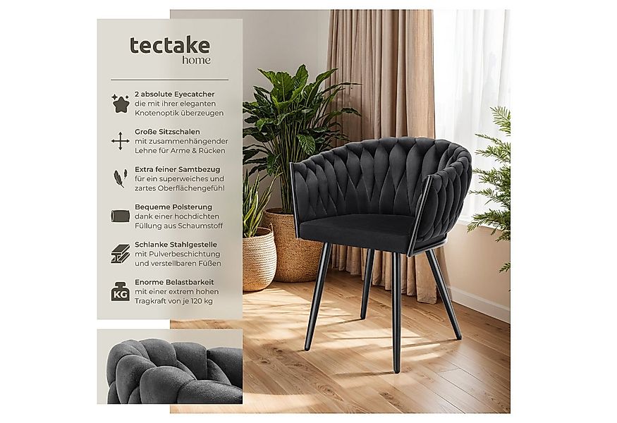 tectake Esszimmerstuhl Küchenstuhl Astano, Belastbarkeit 120 kg, schwarz (S günstig online kaufen
