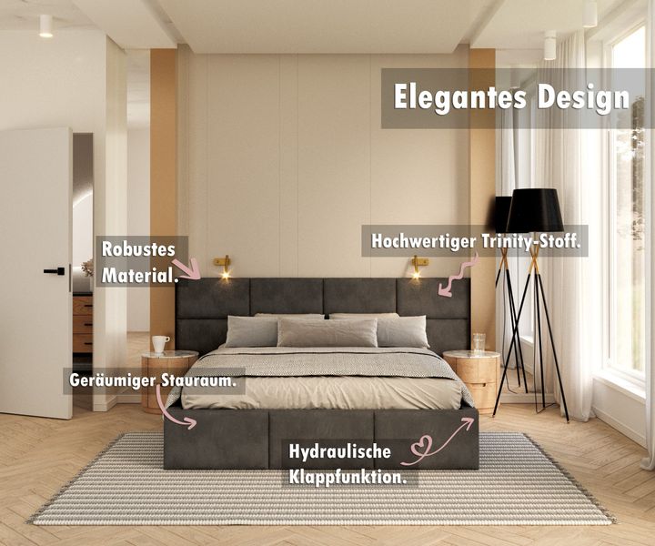 FDM Polsterbett Bettrahmen Bettgestell 90x200, 120x200, günstig online kaufen