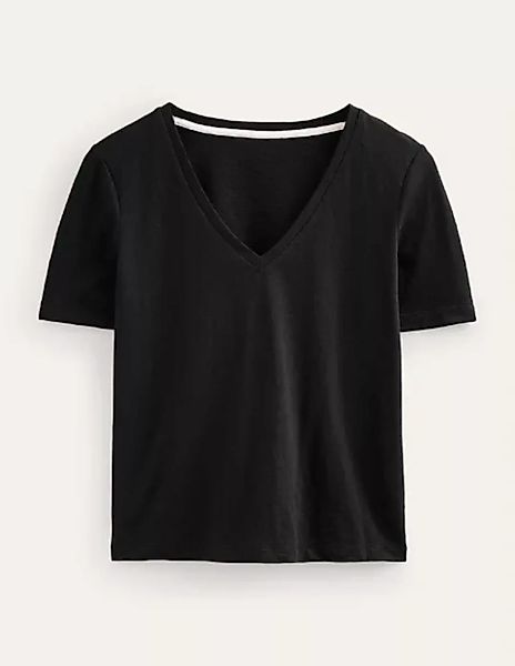 Flammgarn-T-Shirt mit V-Ausschnitt und normaler Passform Damen Boden, Schwa günstig online kaufen