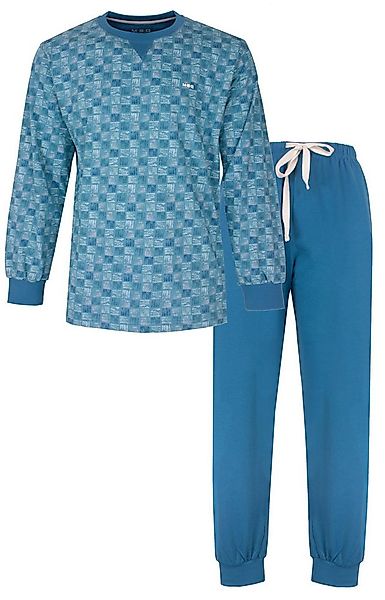 M.E.Q. Schlafanzug Herren Pyjama mit Bündchen (2 tlg) Baumwolle günstig online kaufen