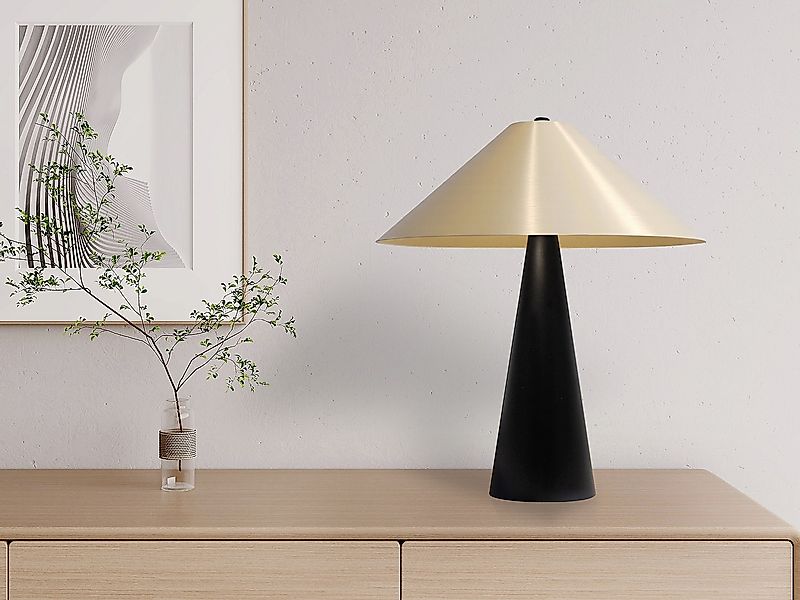 Tischleuchte - Metall - 30 x 38 cm - Schwarz & Goldfarben - JELVA günstig online kaufen