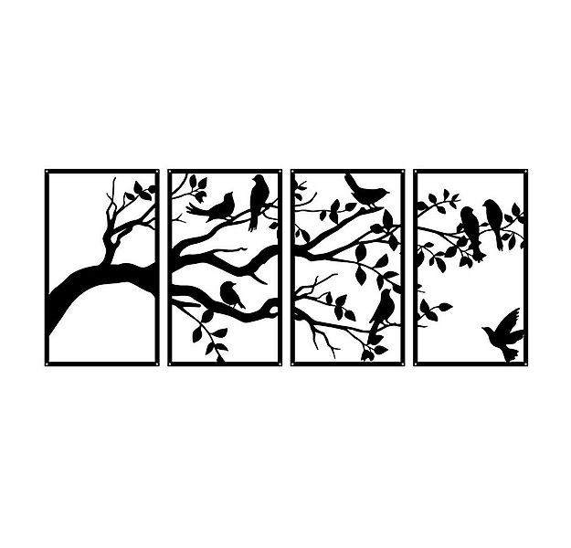NUODWELL Wanddekoobjekt 4 Stück Metall Vögel und Zweig Wanddeko, Baum von L günstig online kaufen