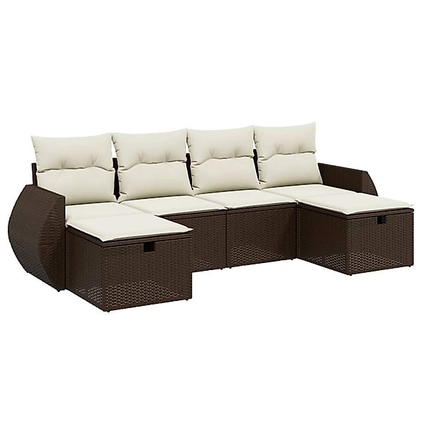 vidaXL 6-Tlg Garten-Sofagarnitur mit Kissen Braun Poly Rattan 3264169 günstig online kaufen