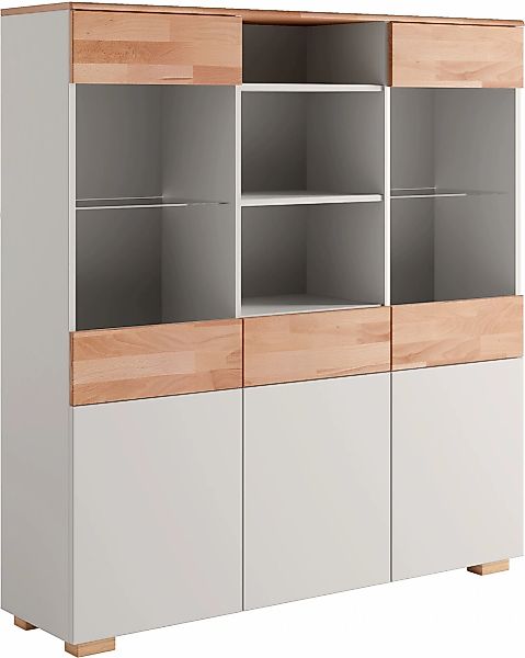 Home affaire Highboard "Citra teilmassiv", Höhe 145cm, moderne grifflose Op günstig online kaufen