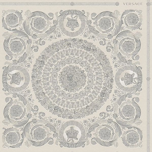 PROFHOME 370555-GU Barock Tapete Ornament glänzend Silber Grau 7,035 m2 0,7 günstig online kaufen