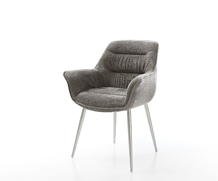 Esszimmerstuhl Kaira-Flex Bouclé Soft Schlamm 4-Fuß konisch Edelstahl günstig online kaufen