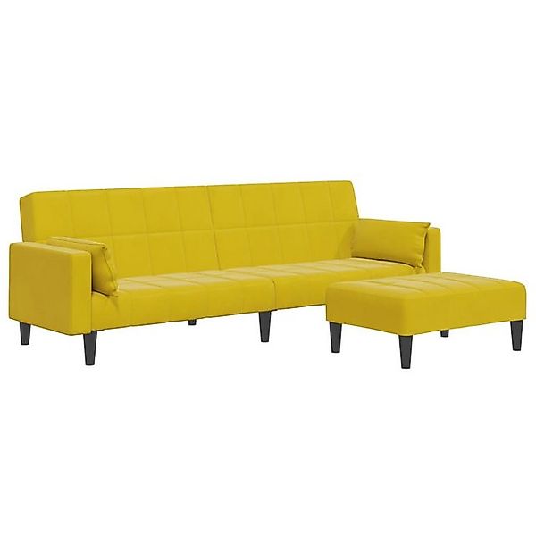 vidaXL Sofa Schlafsofa 2-Sitzer mit Fußhocker Gelb Samt günstig online kaufen