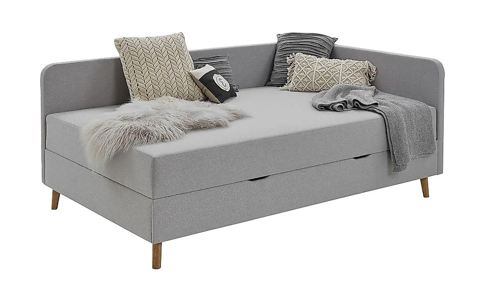 Polsterliege mit Bettkasten Carlotta ¦ grau ¦ Maße (cm): B: 130 H: 84 Polst günstig online kaufen