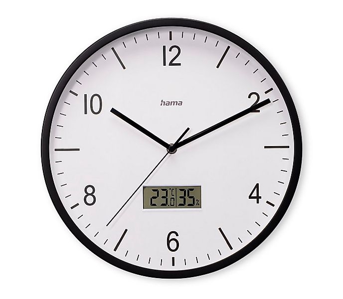 Hama Funkwanduhr Funkuhr "Lanzarote", ohne Ticken, Ø 35cm, Schwarz (mit The günstig online kaufen