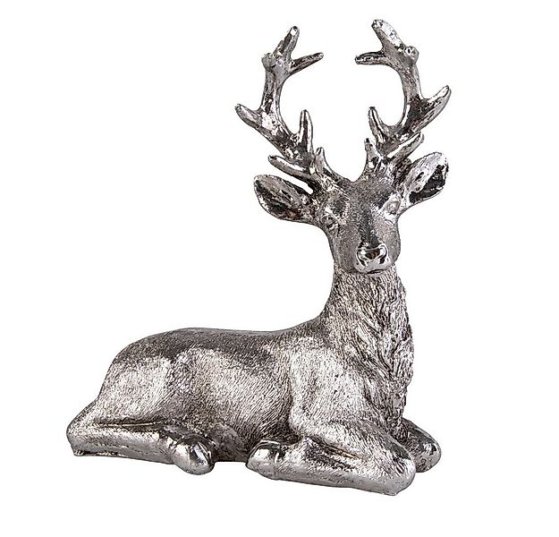 MICA Dekofigur Hirsch liegend - silber - aus Polyresin - ca. 17 x 6 x 18 cm günstig online kaufen