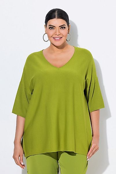 Ulla Popken Strickpullover Pullover Oversized V-Ausschnitt Halbarm günstig online kaufen