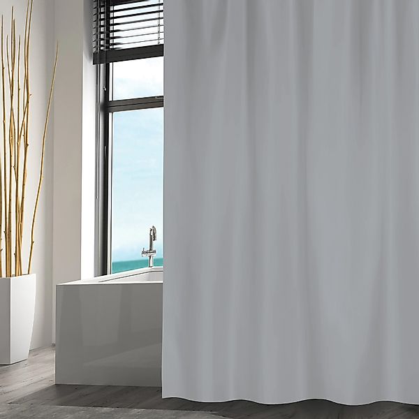 MSV Duschvorhang Polyester 180 cm x 200 cm Grau günstig online kaufen