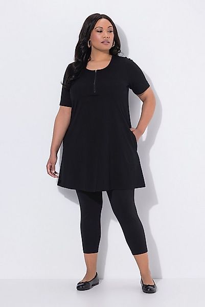 Ulla Popken Longshirt Longshirt Zipper A-Linie Rundhals Halbarm günstig online kaufen