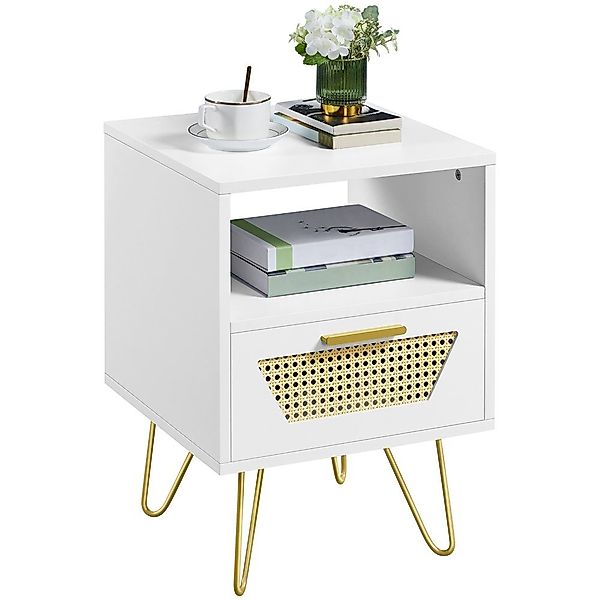 Yaheetech Nachttisch 40x40x55 cm (1-St), Rattan Beistelltisch mit 1 Schubla günstig online kaufen