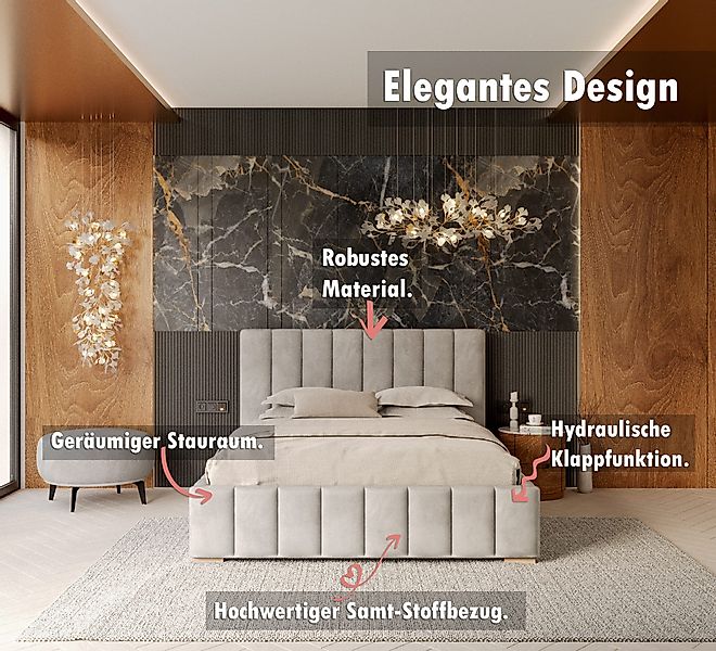 thematys Polsterbett Bett Stauraumbett Velours 90x200, günstig online kaufen