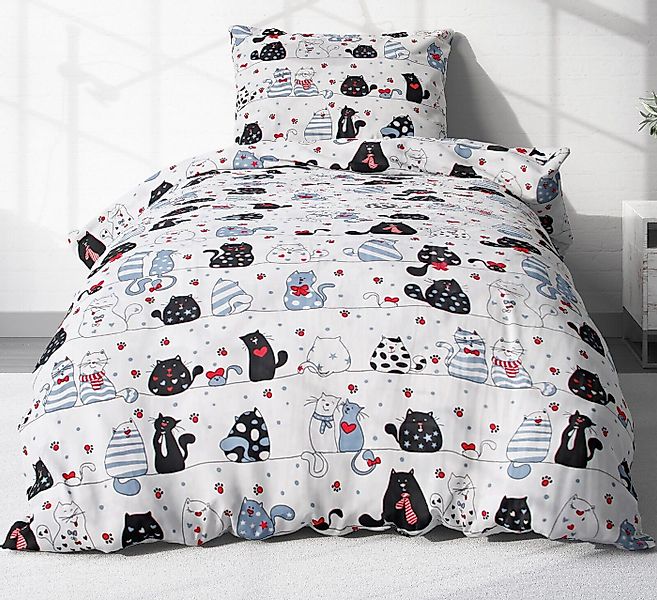 Heubergshop Kinderbettwäsche, Renforcé, 2 teilig, 135x200cm + 80x80cm - Kat günstig online kaufen