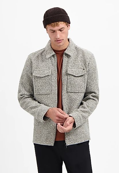 NO EXCESS Langarmhemd "No Excess Overshirt mit Wollreißverschluss" günstig online kaufen
