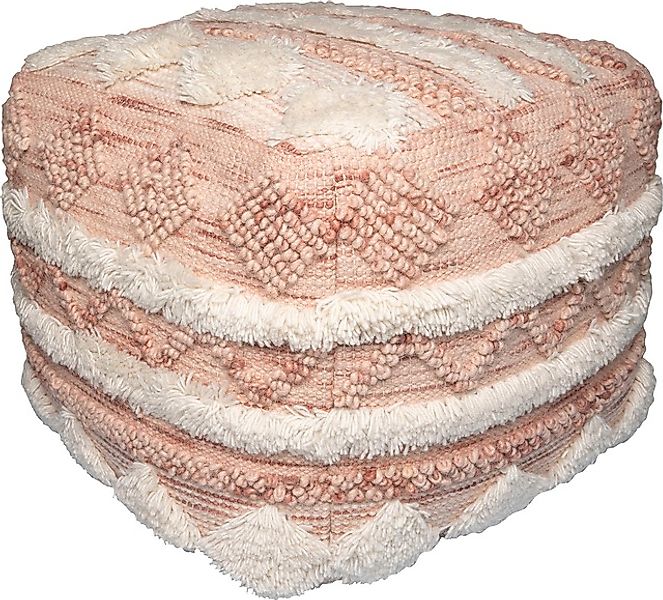 Kayoom Pouf »Bohist 225 50cm x 50cm, Strukturen mit Fransen und Quasten«, ( günstig online kaufen
