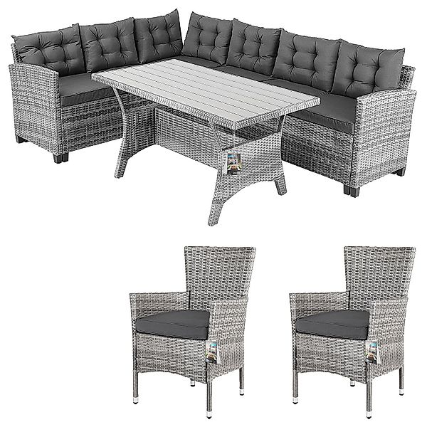Casaria Gartenlounge-Set, (17-tlg), Polyrattan WPC Esstisch günstig online kaufen