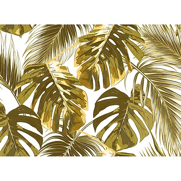 Fototapete Palmen Blätter Gelb Weiß 3,50 m x 2,55 m FSC® günstig online kaufen