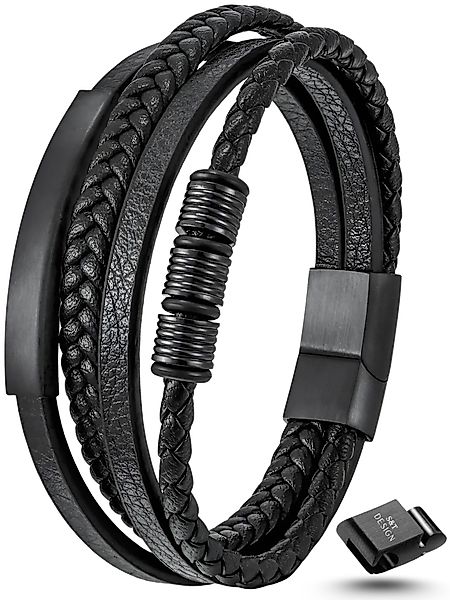 S&T Design Lederarmband Herren Armband Schwarz günstig online kaufen