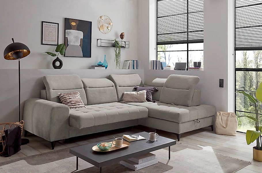 ED EXCITING DESIGN Ecksofa "Rockdale L-Form mit Bettfunktion, Bettkasten", günstig online kaufen