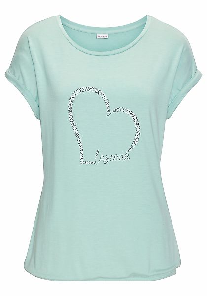 LASCANA Kurzarmshirt "mit Lascana Herz Print", aus weichem Viskose-Stretch günstig online kaufen