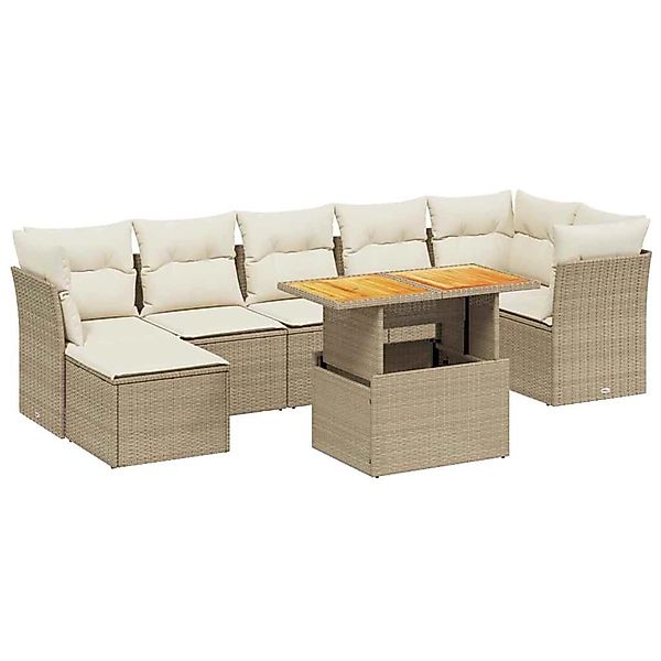 vidaXL 8-Tlg Garten-Sofagarnitur mit Kissen Beige Poly Rattan 3275487 günstig online kaufen
