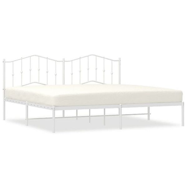 vidaXL Bettgestell, Bettrahmen mit Kopfteil Metall Weiß 193x203 cm günstig online kaufen