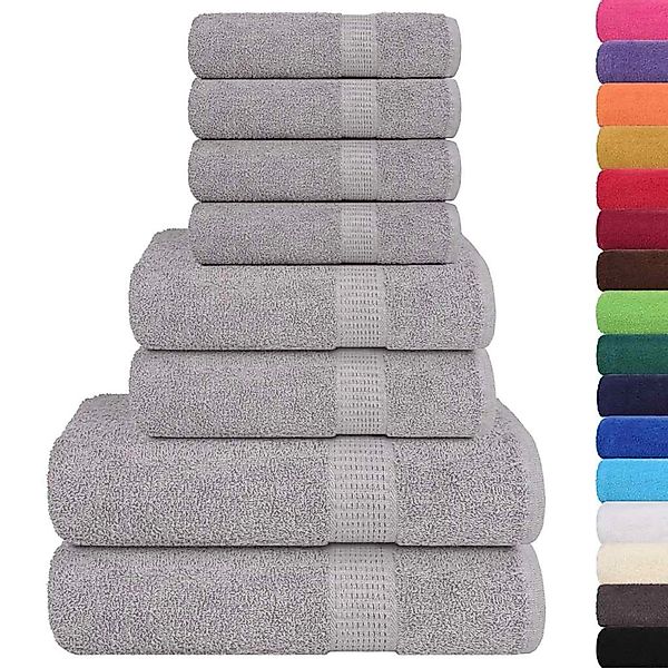 vidaXL 8-Tlg Handtuch-Set Grau 360 g/m² 100% Baumwolle 137068 günstig online kaufen