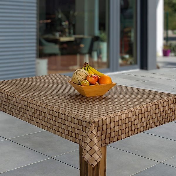 laro Tischdecke Wachstuch-Tischdecken Abwaschbar Rattan Braun günstig online kaufen