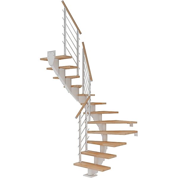 Dolle Mittelholmtreppe Hamburg Buche Weiß GH bis 322 cm 1/2 Gewendelt 85 cm günstig online kaufen