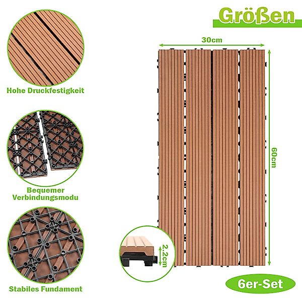Clanmacy Holzfliesen Terrassenfliesen Fliesen Balkon Garten günstig online kaufen