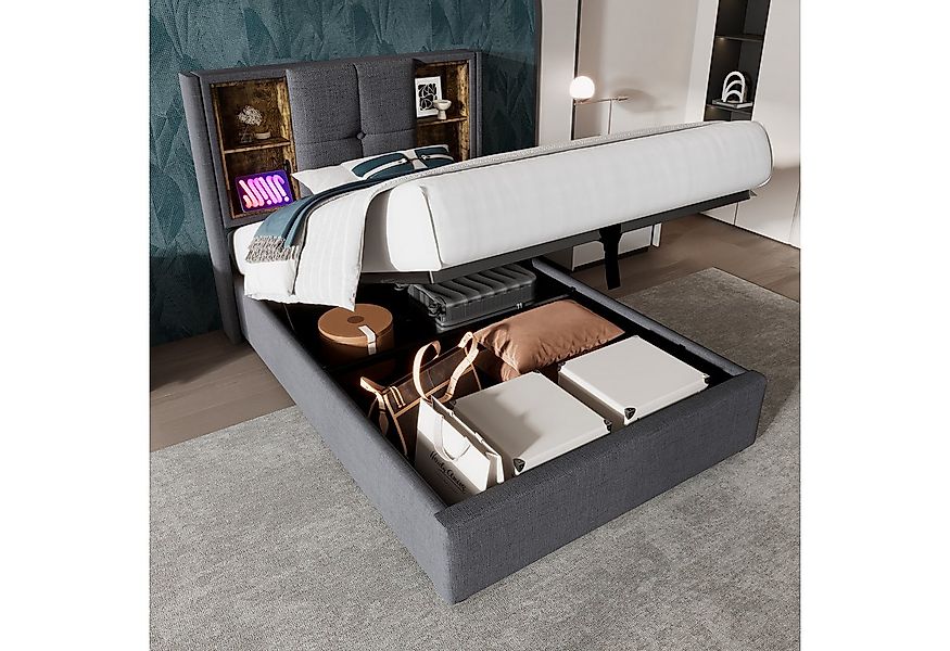 TavilaEcon Boxspringbett Polsterbett, Hydraulisch Stauraumbett mit Kabellos günstig online kaufen