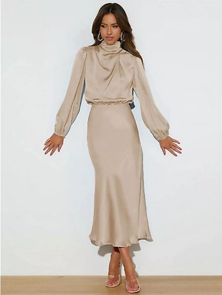 RUZU UG Partykleid Damen High End Satin Langarmkleid elegantes Abendkleid G günstig online kaufen