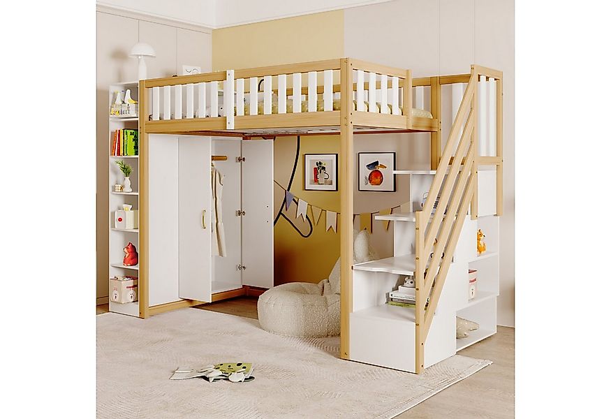 Odikalo Kinderbett Hochbett Jugendbett 90x200 mit Stauraum (Multifunktional günstig online kaufen