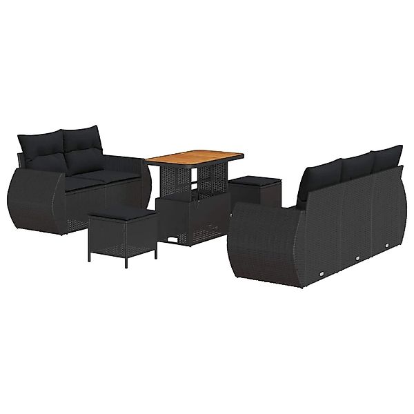 vidaXL Gartensofa-set mit Kissen 8-Tlg Schwarz Poly-Rattan 3363769 günstig online kaufen