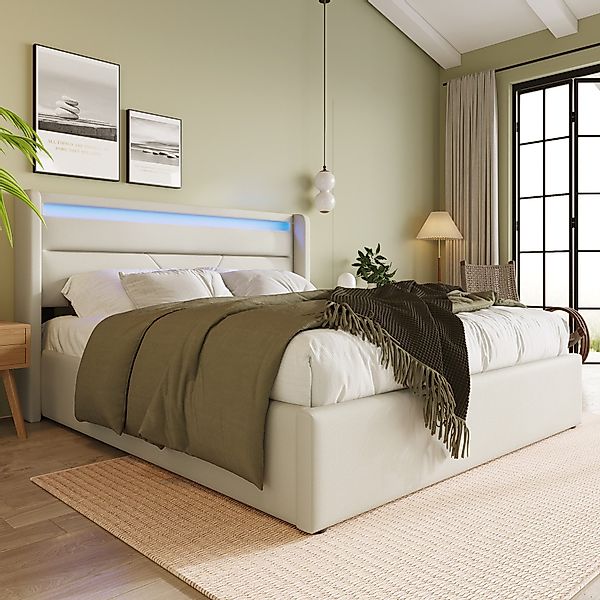 STILVORA Polsterbett Jugendbett 160x200 mit LED,Stauraumbett günstig online kaufen