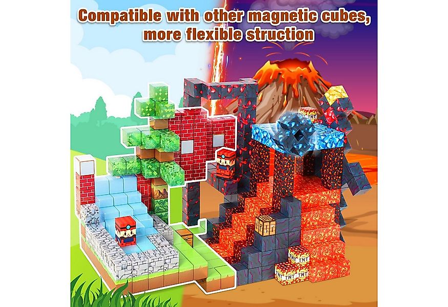 POPOLIC 54-teiliges Konstruktionsspielzeug, Baue ein Magnetwelt-Set Magnets günstig online kaufen