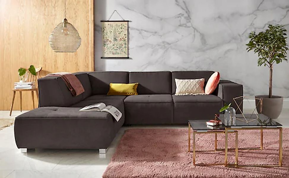 Home affaire Ecksofa »Sapporo L-Form« wahlweise Bettfunktion oder Sitztiefe günstig online kaufen