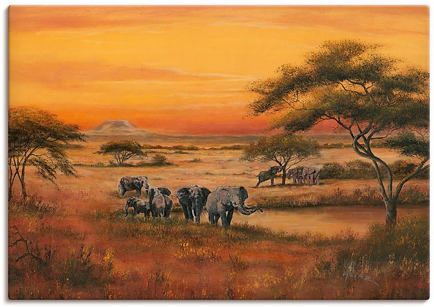Artland Wandbild »Afrika Elefanten« Afrika 1 Stk. tlg. als Alubild, Outdoor günstig online kaufen