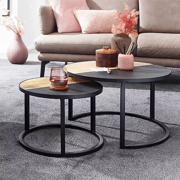 Zweisatztisch mit runden Tischplatten Industry und Loft Stil (zweiteilig) günstig online kaufen