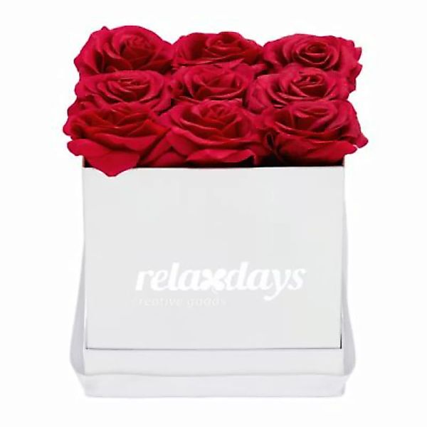 relaxdays Weiße Rosenbox eckig mit 9 Rosen rot günstig online kaufen