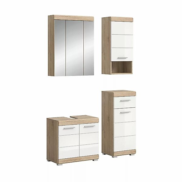 Badkombination 112 cm x 191 cm x 34 cm Sonoma-Weiß 4-tlg. günstig online kaufen