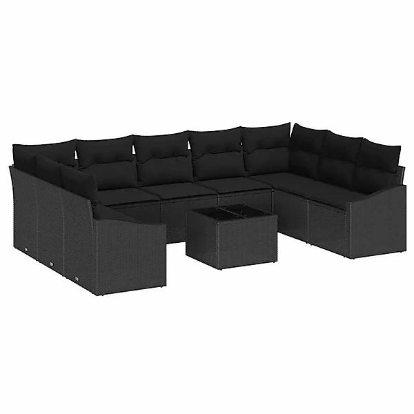 vidaXL Gartensofa-set mit Kissen 9-Tlg Schwarz Poly-Rattan 3355562 günstig online kaufen